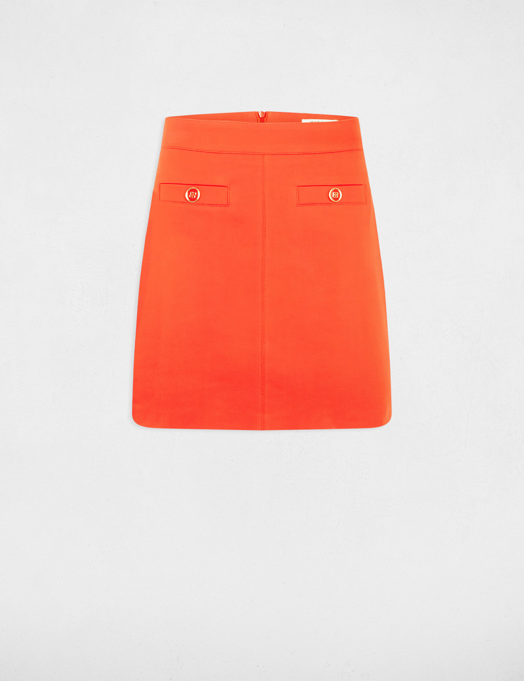Straight mini satin skirt orange ladies'