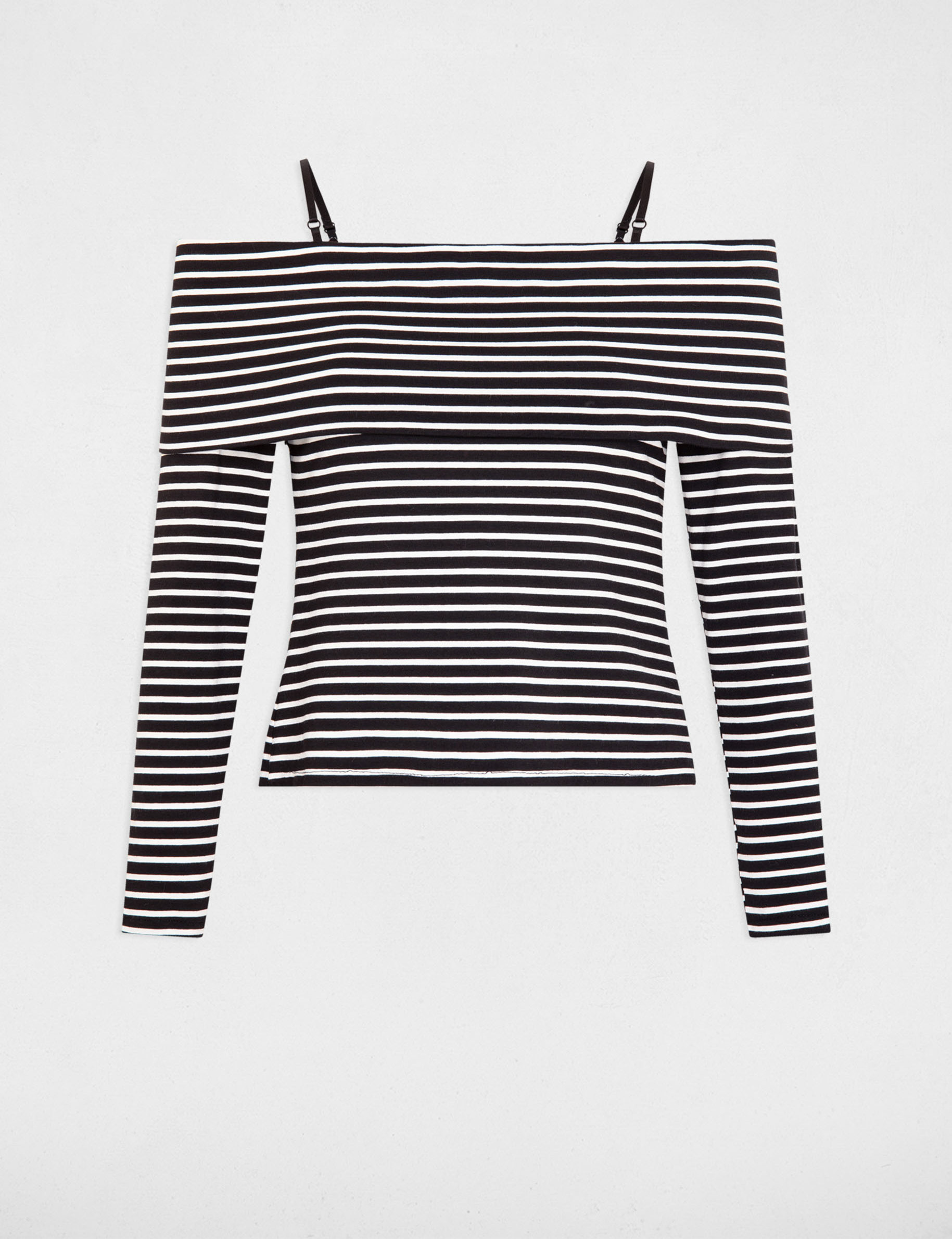 Striped long-sleeved t-shirt ecru ladies'