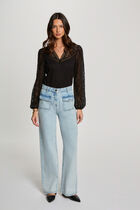 Lace t-shirt V-neck black women