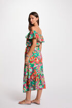 Printed flared midi dress multicolor women