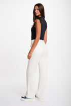 Lace t-shirt with turn-down collar navy blue women