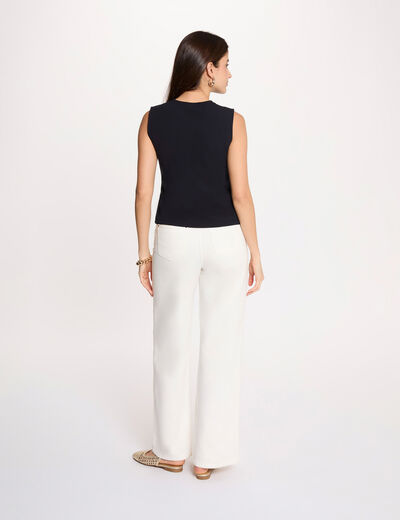 Sleeveless V-neck cardigan navy blue women