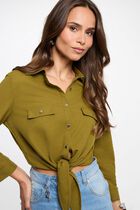 Tied shirt with notched collar women