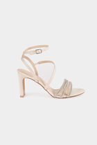 Sparkly sandals beige women