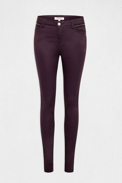 Skinny trousers wet effect plum ladies'