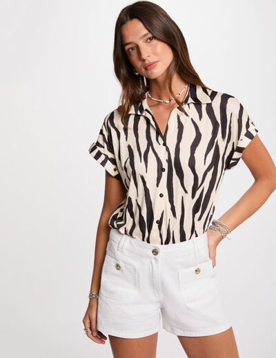 Short sleeve blouse white women