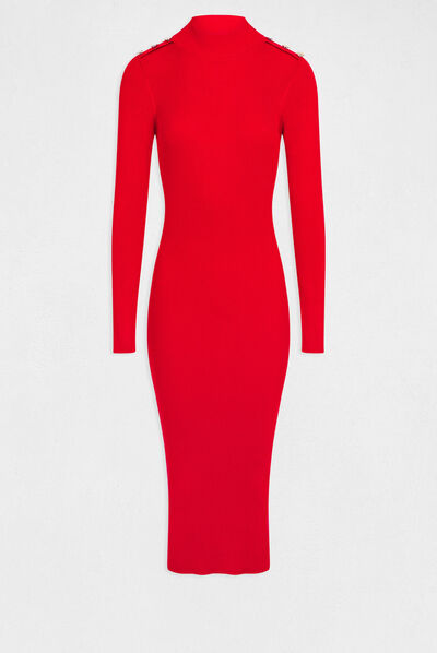 Fitted maxi jumper dress open back medium red ladies'