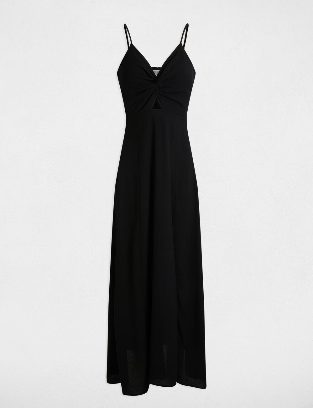 Robe longue droite fendue noir femme