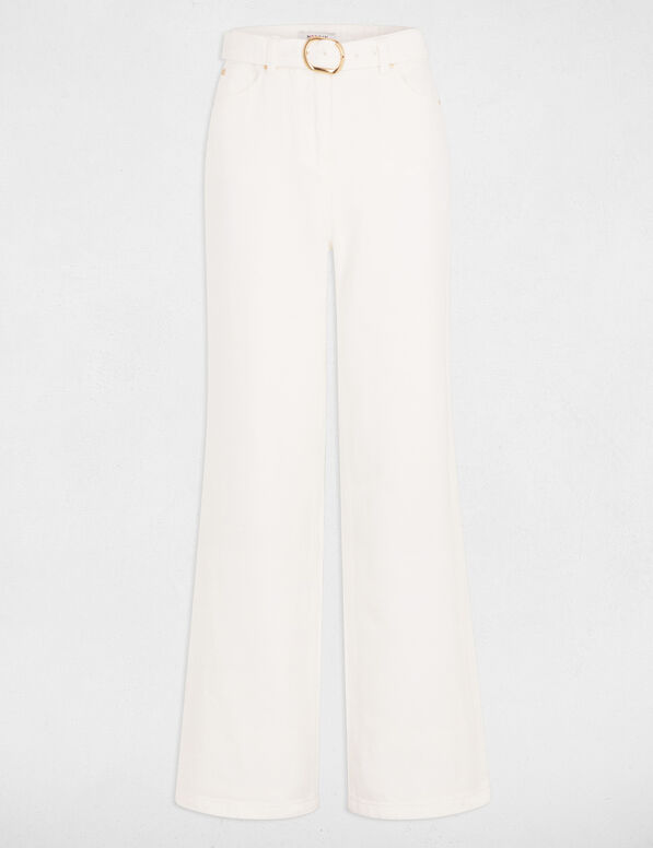 Belted wide leg jeans white women