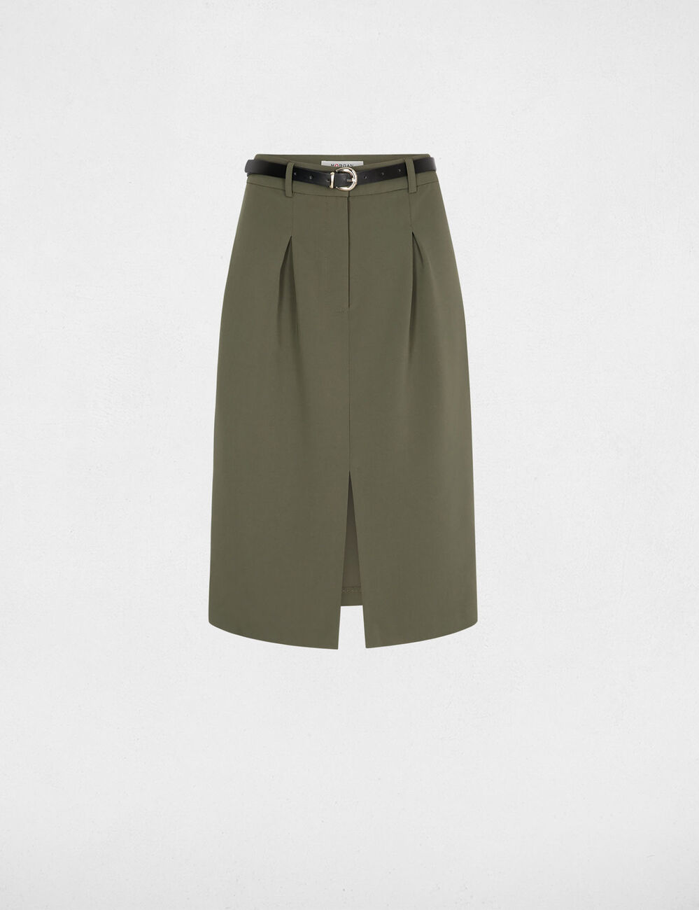 High-waisted pencil skirt khaki green women