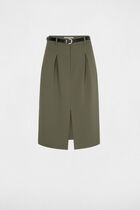 High-waisted pencil skirt khaki green women