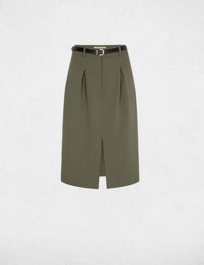 High-waisted pencil skirt khaki green women