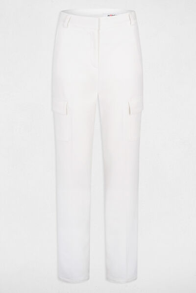 Straight trousers with side pockets ecru ladies'
