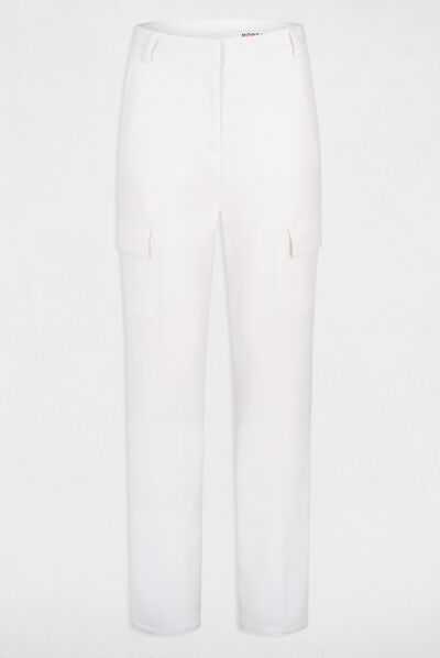 Straight trousers with side pockets ecru ladies'