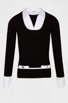 Long-sleeved jumper with double collar black women