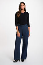 Sweater with round neck and buttons navy blue women