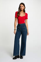 Fitted t-shirt with heart neckline red women