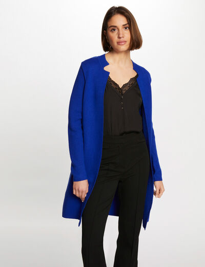 Straight Knit Vest with Notched Collar electric blue women