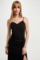 Robe midi ajustée fendue noir femme