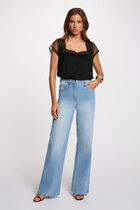 Lace t-shirt with square neckline black women