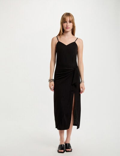 Slitted fitted midi dress black women