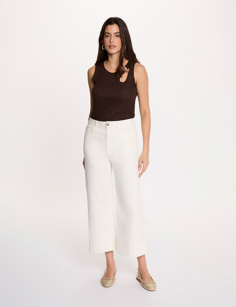 Sleeveless vest top dark brown women