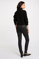 Pantalon slim enduit noir femme