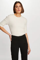Pull manches courtes ivoire femme