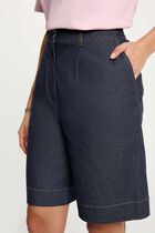 Wide denim shorts raw denim women