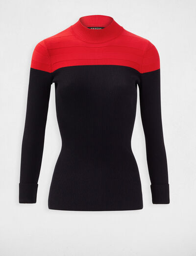 Long-sleeved jumper with high neck red women