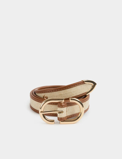 Thin two-tone belt beige women