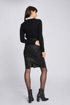 Long-sleeved jumper with pleated collar black women