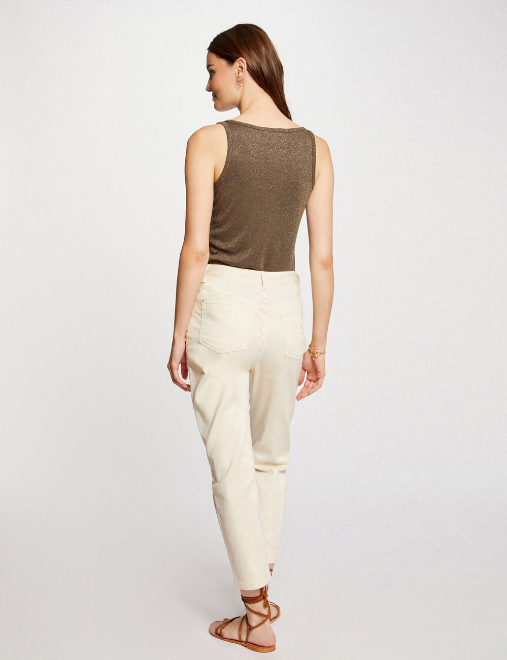 Vest top with thin straps khaki green women