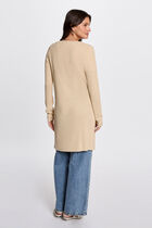 Gilet long col en V jaune or femme