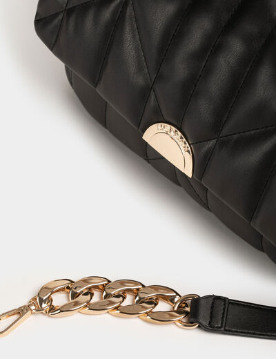Clutch bag with quilted effect black ladies'