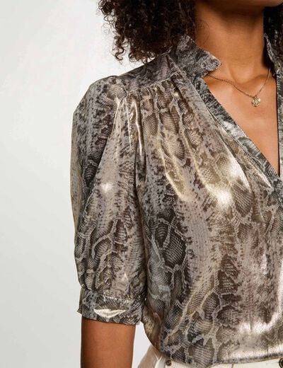 Fitted shirt with puff sleeves multicolor women