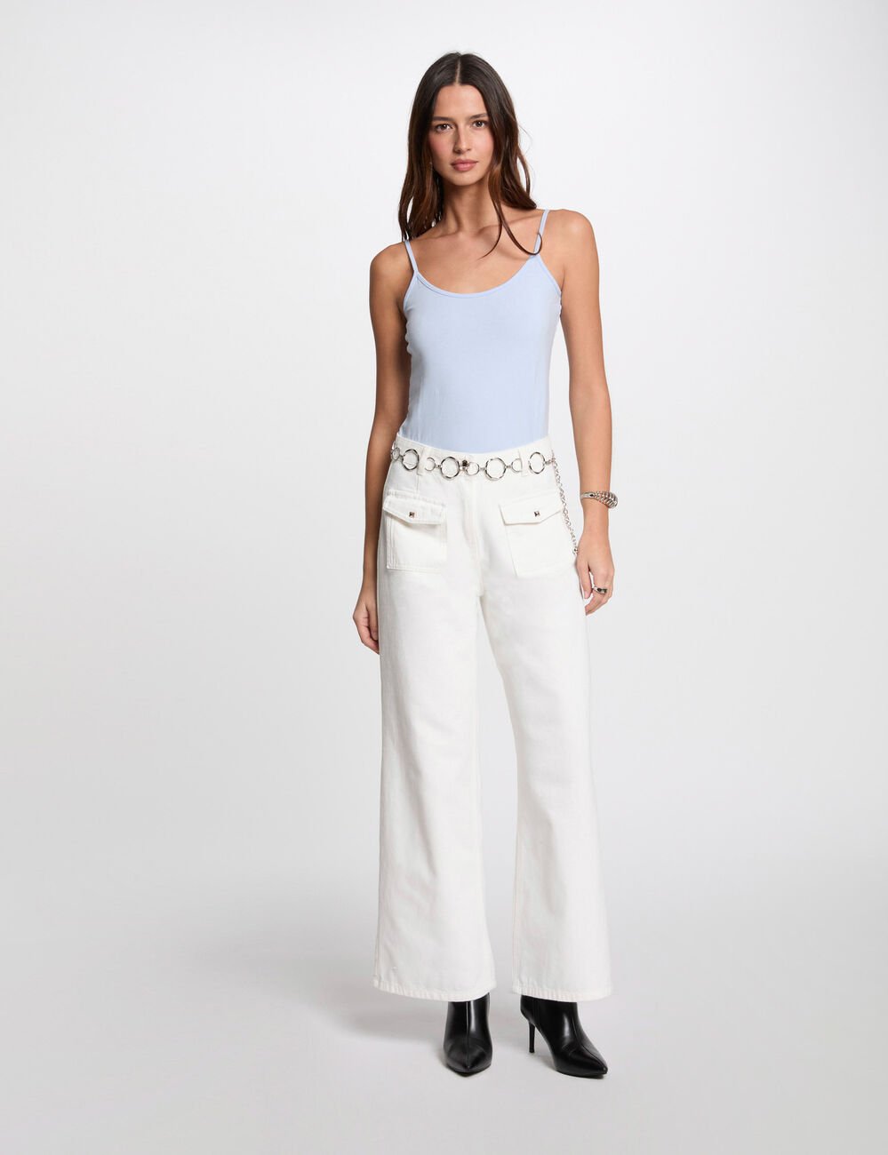 Vest top thin straps sky blue women