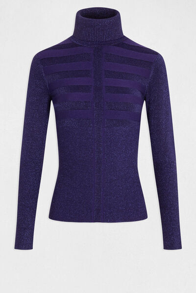 Long-sleeved jumper with turtleneck purple ladies'