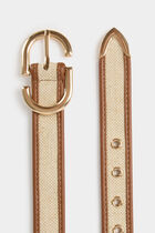 Thin two-tone belt beige women