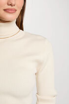 Ribbed jumper turtleneck ivory women