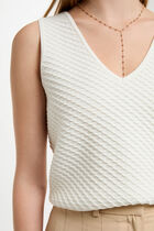 Knitted top V-neck white women