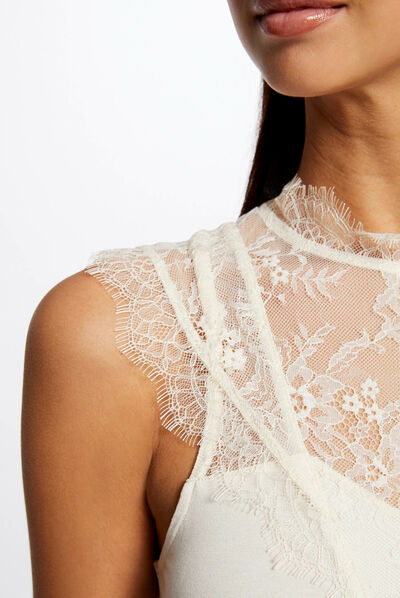 Short-sleeved t-shirt with lace  ladies'