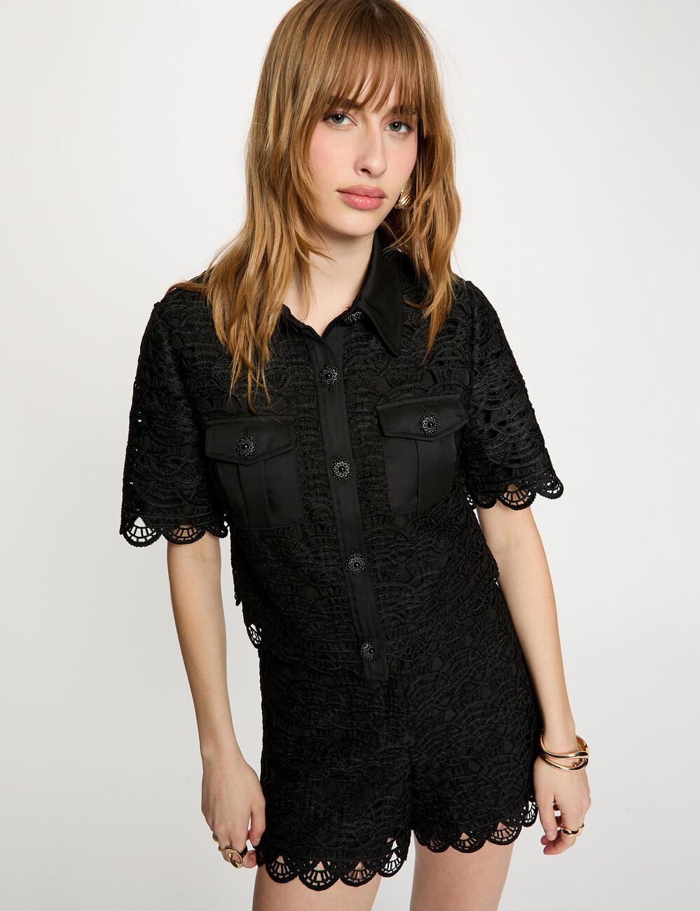 Short-sleeved shirt black women