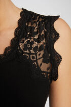 Vest top with wide lace straps black women
