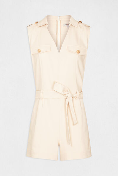 Sleeveless straight playsuit ivory ladies'