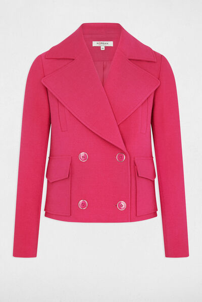Short buttoned coat medium pink ladies'