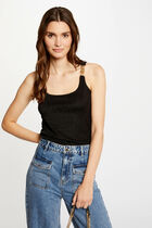 Vest top with thin straps black women
