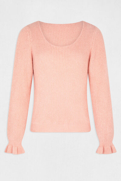 Long-sleeved jumper with round neck coral ladies'