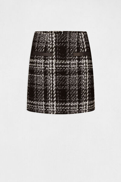 Straight skirt with check print black ladies'
