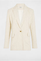 Blazer rayé beige femme